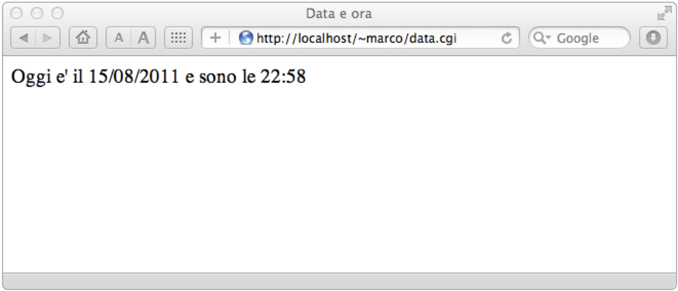 L'output prodotto dallo script CGI “<tt>data.cgi</tt>”